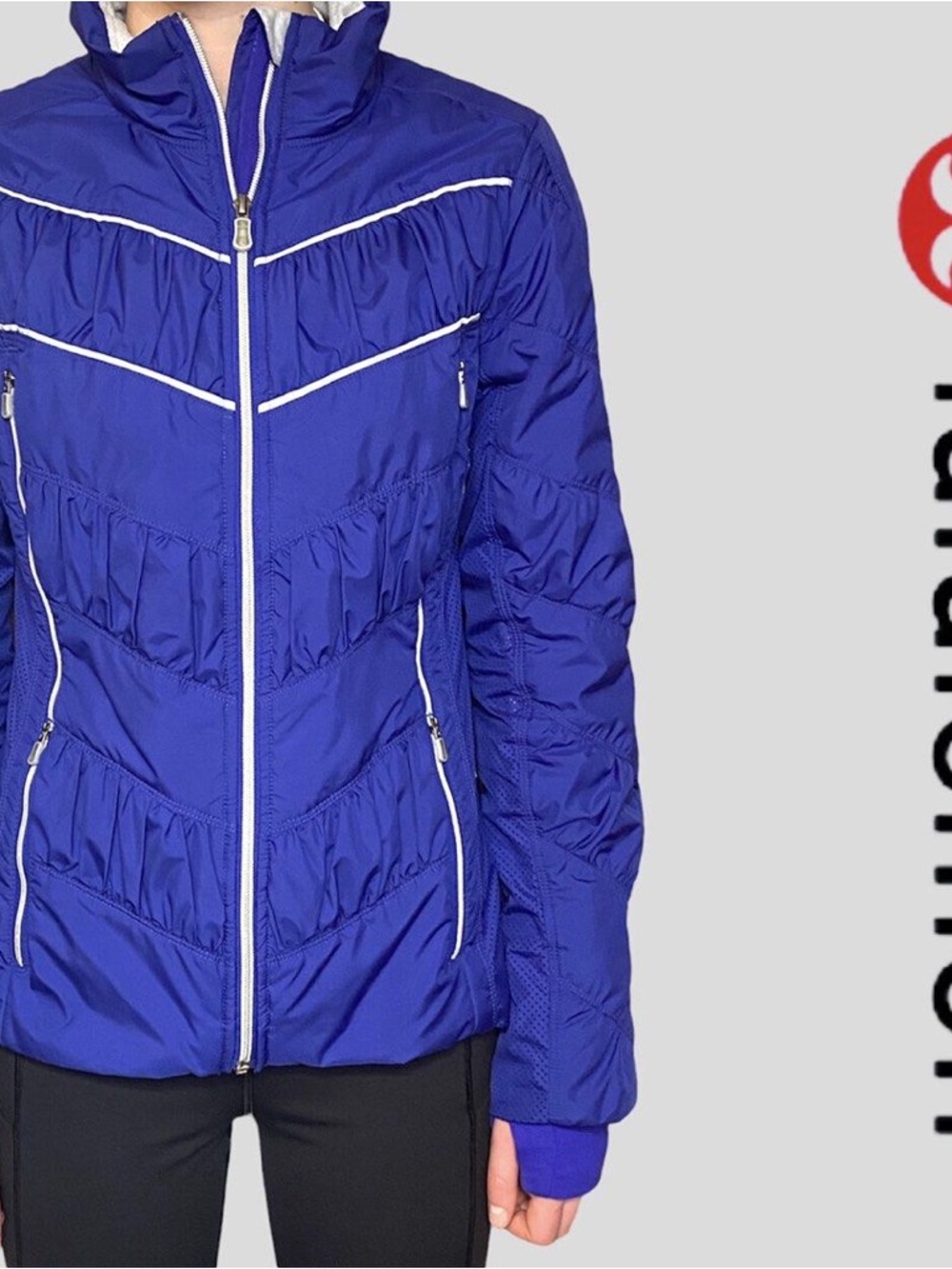 Lululemon Quilted Ruched Blue Outward Bound Jacket Windbreaker 6